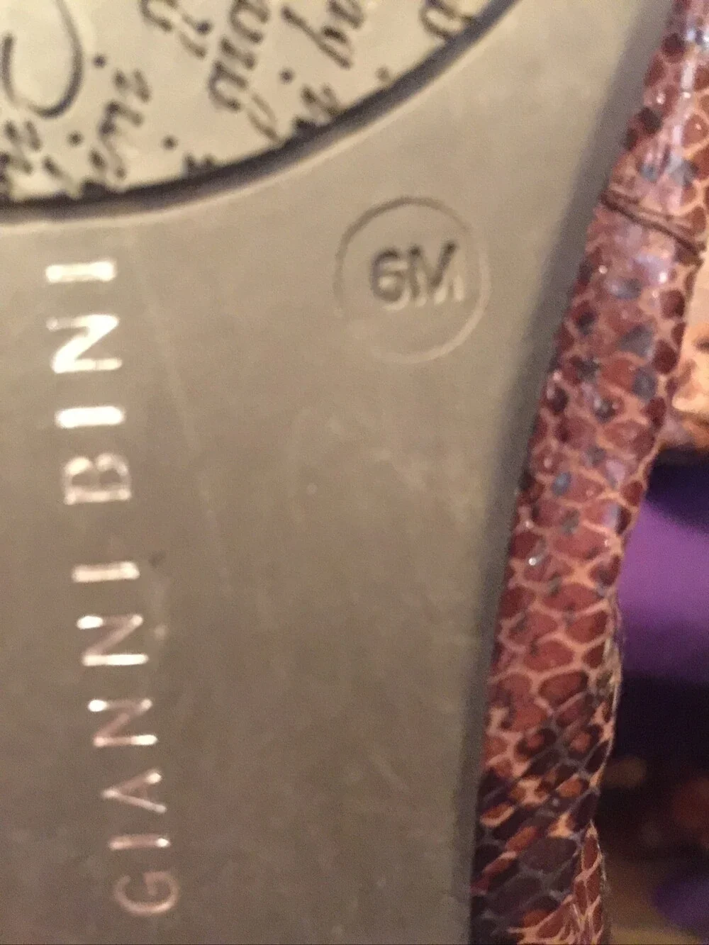 Gianni Bini SZ 6M Women's Brown Snake Print Ballet Flats W/ Zipper Bow